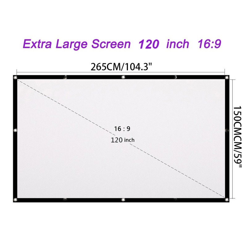 60-120'' Anti-light Curtains Projector Screen Projection 3D Home Cinema Theater 