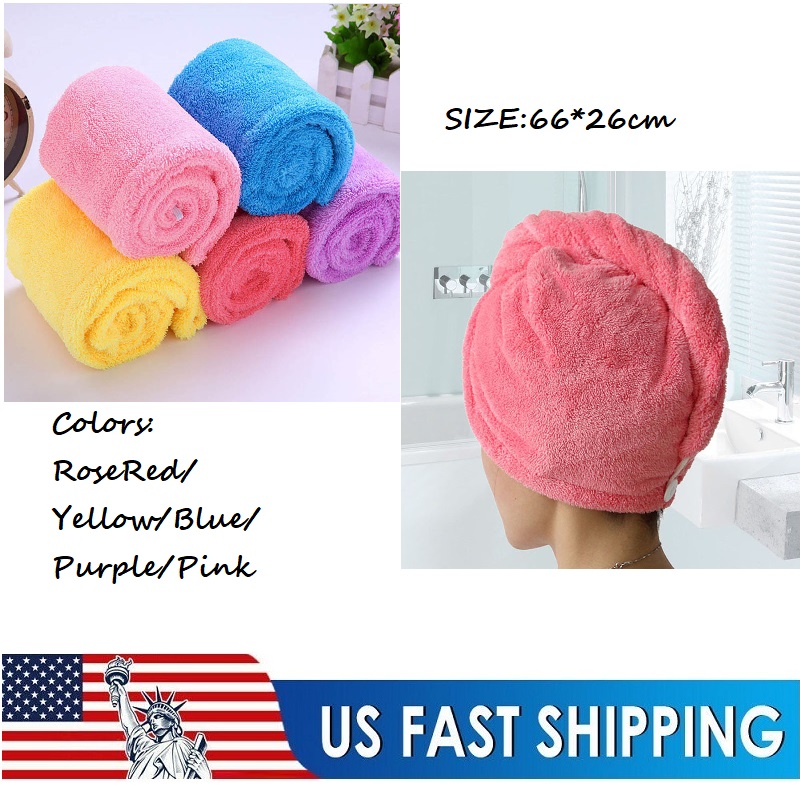 Ultra Absorbent Microfiber Hair Fast Drying Dryer Towel Bath Wrap Hat Quick Cap 